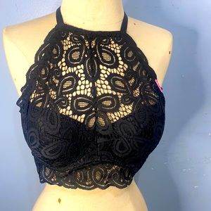 Victoria secret black lace halter bra